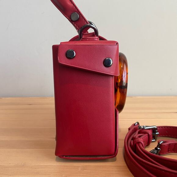 Like Dreams Agatha Mini Vegan Leather Structured Satchel Bag Red - Picture 5 of 16